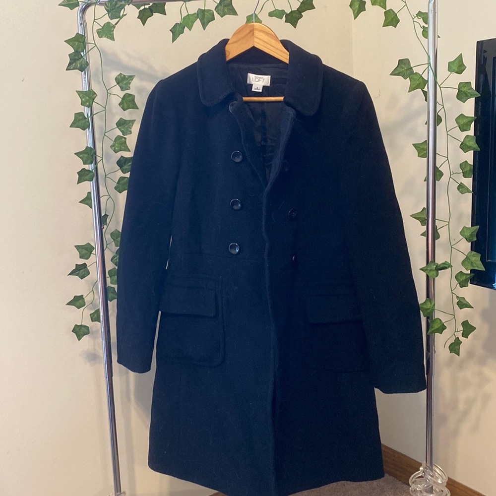Loft Black Button Down Coat Women’s size 6